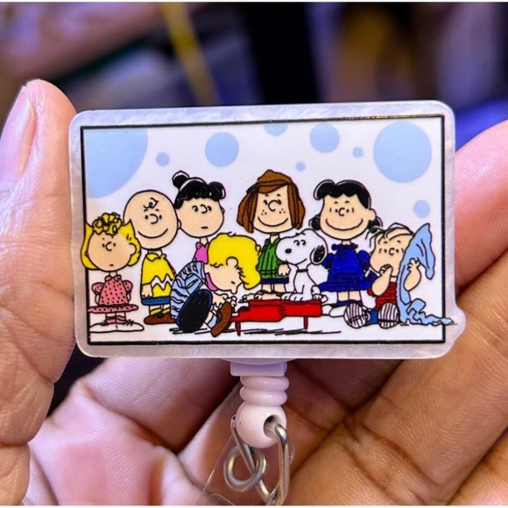 Peanuts Gang Retractable Badge Reel Snoopy Charlie Brown ID Holder Clip